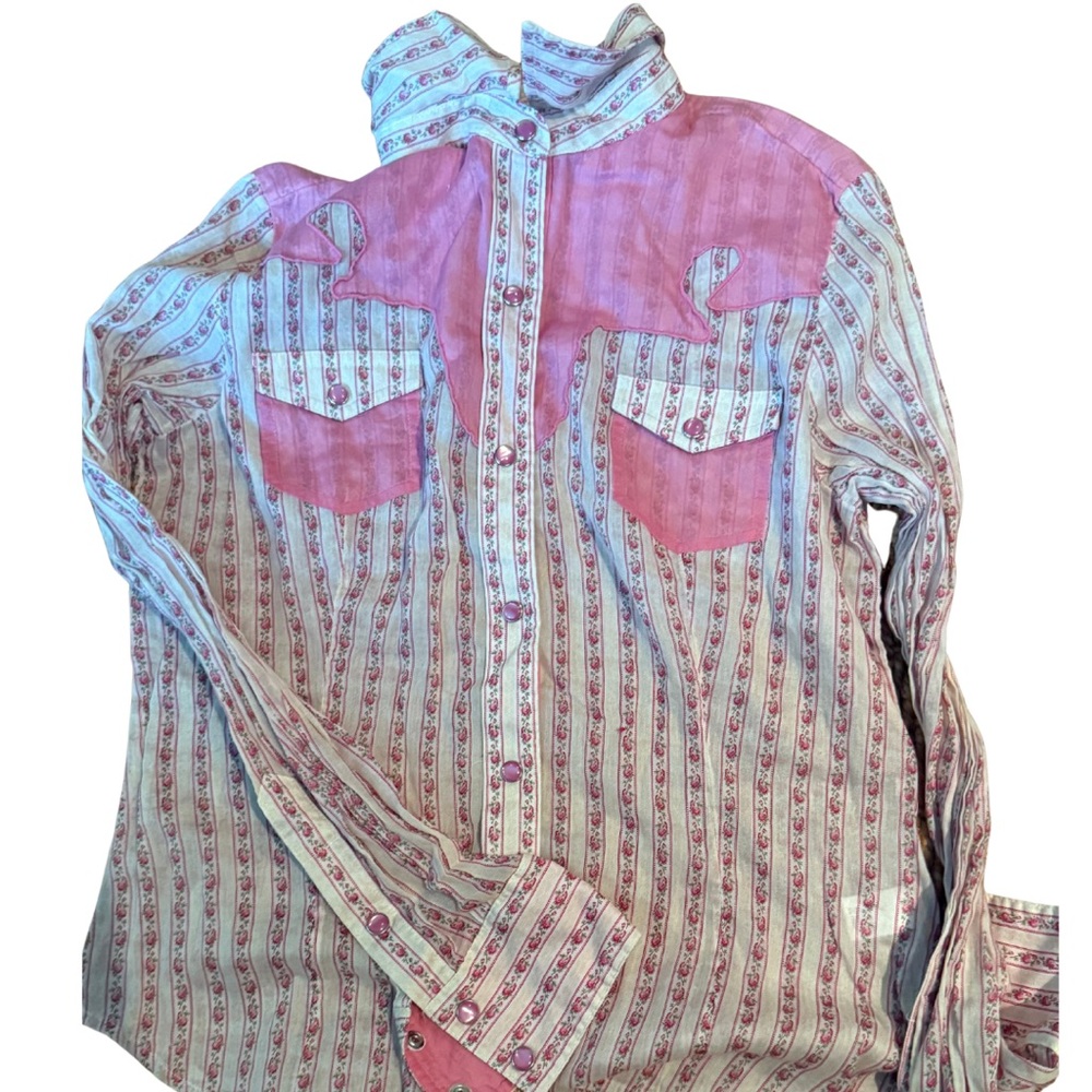 Banana Republic Pink and White Striped Blouse